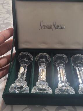 Neiman Marcus crystal 4-item set Knife Rest Holders Vintage
